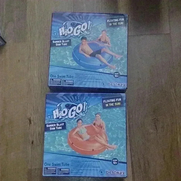2 Summer Blast Swim Tubes. 1 Blue & 1 Orange - Picture 3 of 5